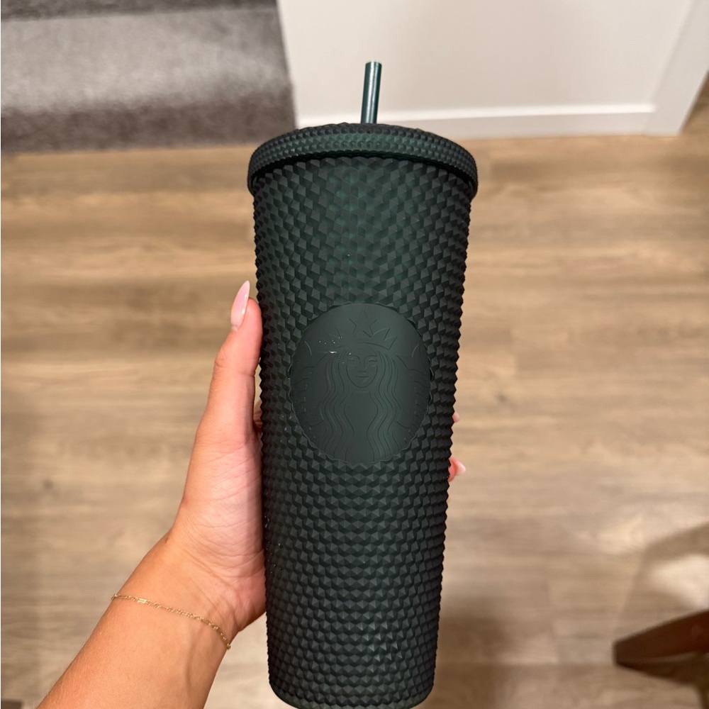 Starbucks Dark Green Textured Tumbler with Straw